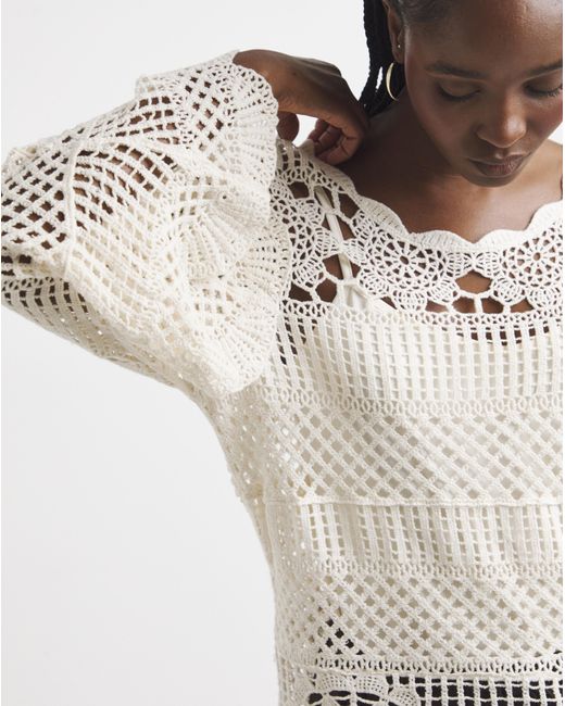Simply Be White Crochet Smock Tunic