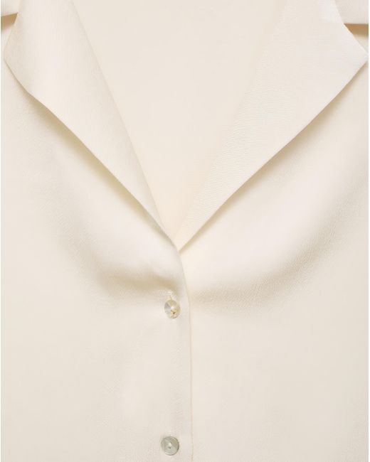 Mango White Short Sleeveed Satin Shirt