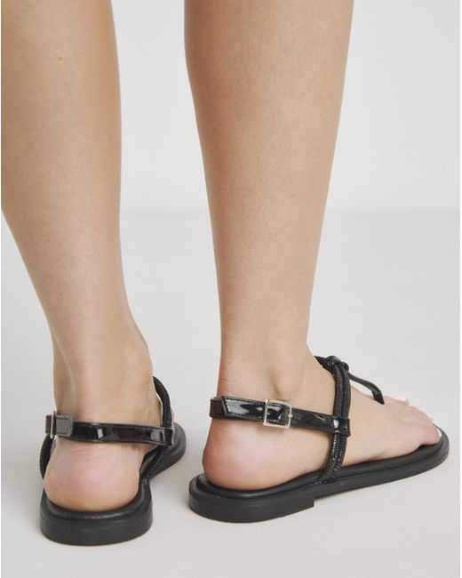 Simply Be Black Diamante Sparkly Sandal Exwide