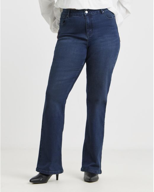 Simply Be Blue Stretch Denim Flared Jeans