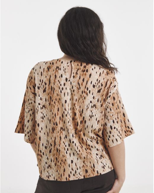 Simply Be Brown Printed Kimono Sleeve T-Shirt