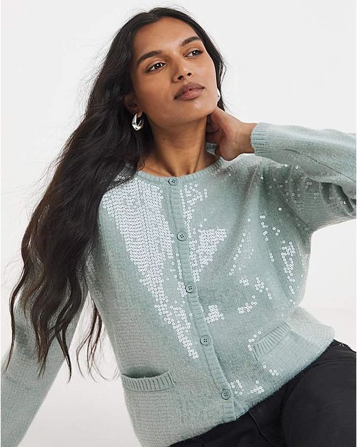 Simply Be Gray Clear Sequin Cardigan