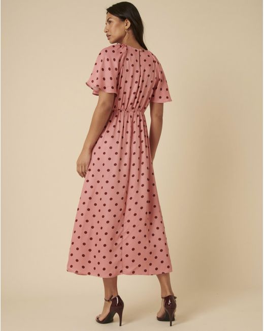Nobody's Child Pink Maderia Spot Midi Dress