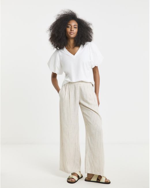 Simply Be White Broderie Puff Sleeve T-Shirt