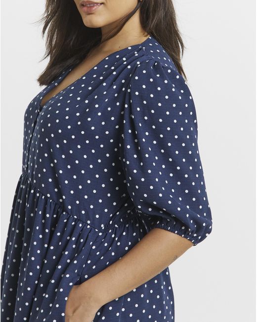 Simply Be Blue Button Through Midi Dress