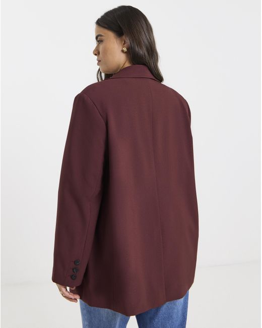 Simply Be Red Oversized Single Breasted Blazer