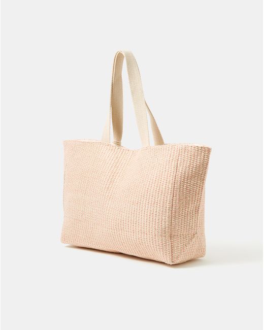 Accessorize Natural Woven Metallic Beach Bag