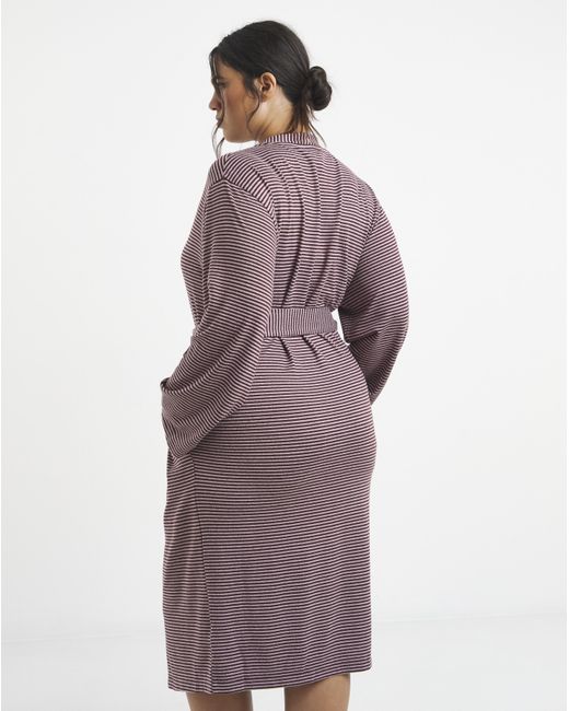 Pretty Secrets Purple Soft Knit Stripe Dressing Gown