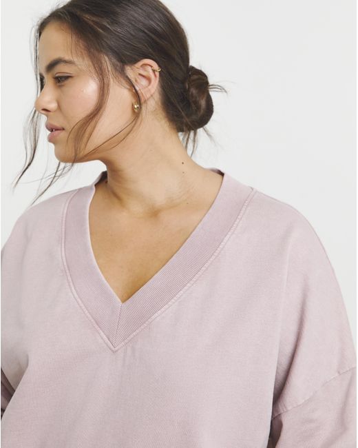 Simply Be Pink V Neck Sweatshirt