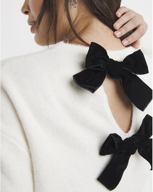 Simply Be White Bow Back Longline Jumper