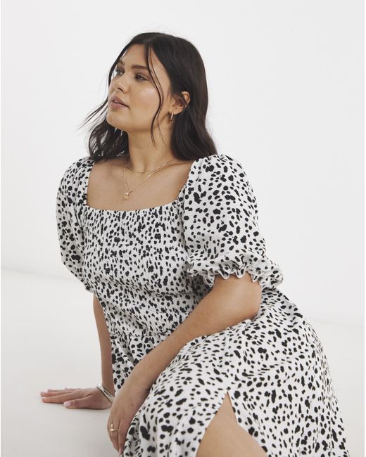 Simply Be White Waffle Shirred Midi Dress