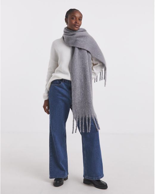 Simply Be Blue Lurex Fluffy Blanket Scarf