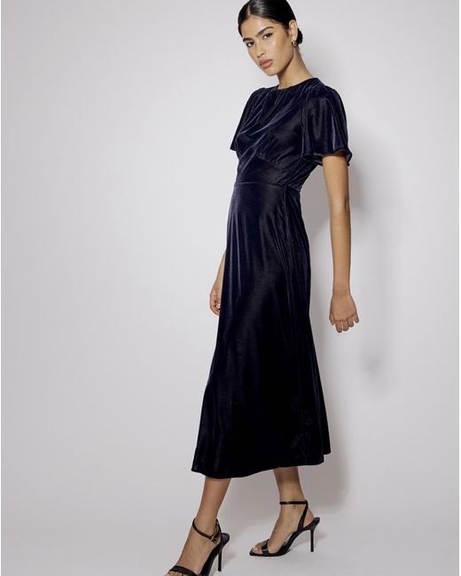 Nobody's Child Blue Allegra Velvet Midi Dress