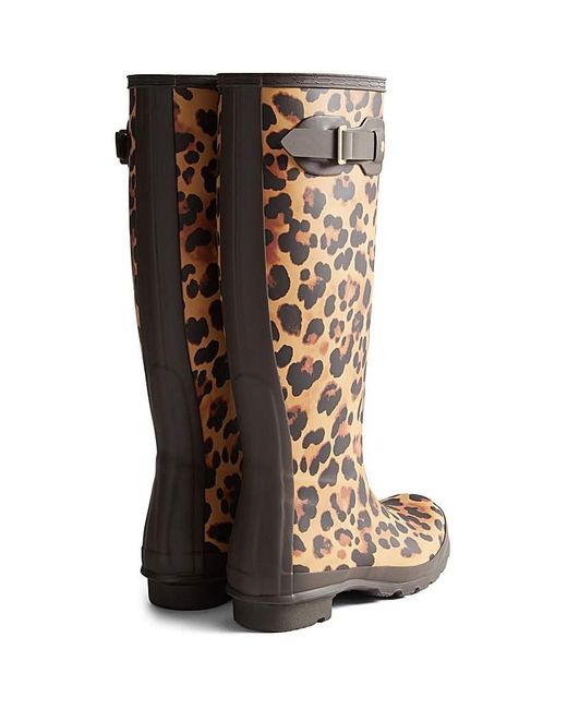 Hunter Brown Original Tall Leopard Boot