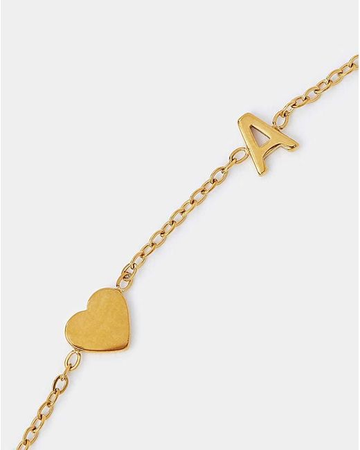 Accessorize Metallic Ss Heart Initial Bracelet