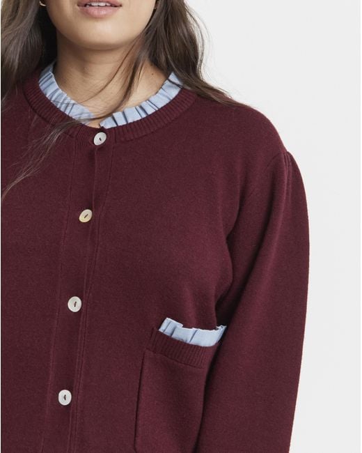 Neon Rose Red Double Layer Cardigan