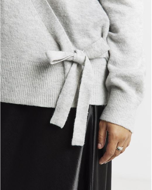 Simply Be Gray Ballet Wrap Cardigan