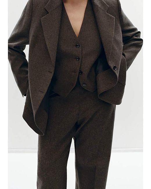 Mango Brown Speckled Wool Suit Blazer