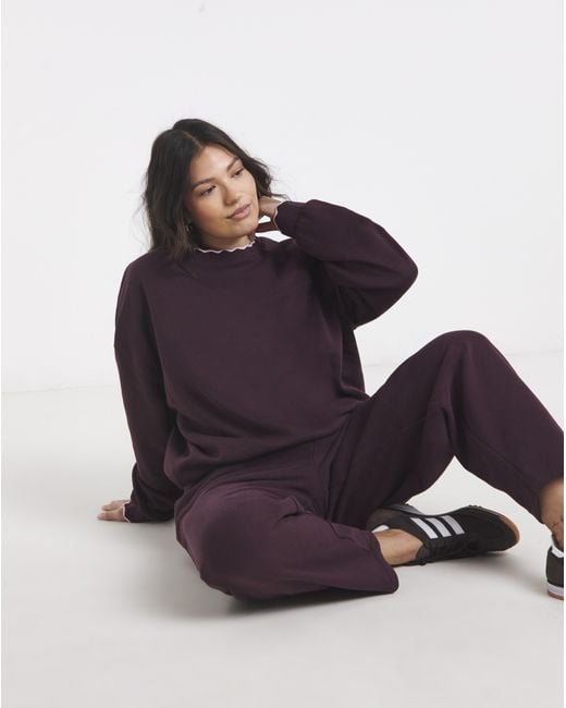 Simply Be Purple Scallop Trim Sweatshirt
