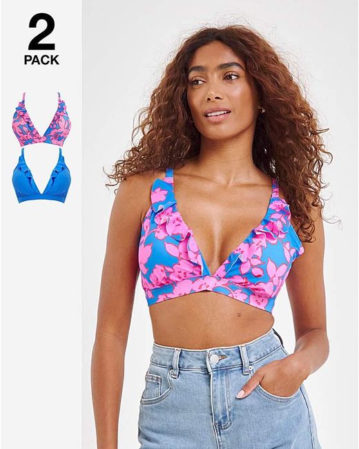 Simply Be Blue Value 2 Pack Bikini Tops