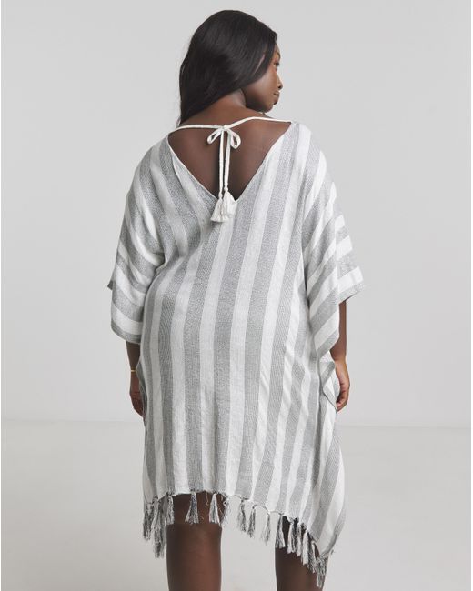 MAGISCULPT White Lurex Tassel Beach Kaftan