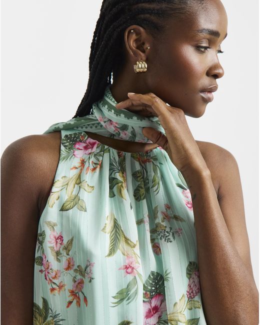 Joanna Hope Multicolor Halter Neck Drape Blouse