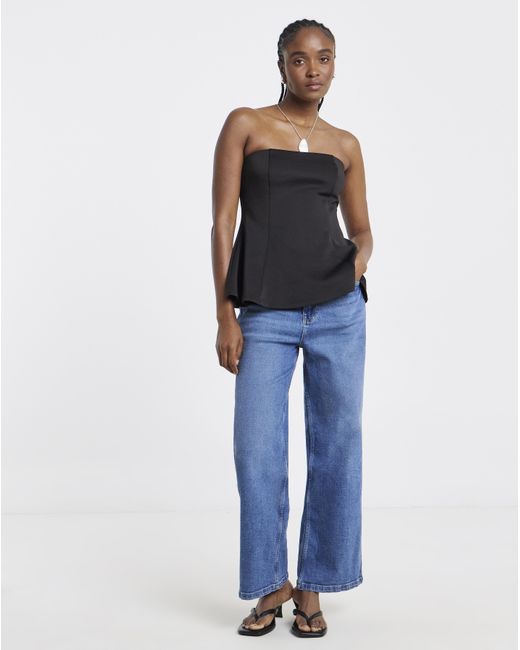 Simply Be Black Fit And Flare Bandeau Top