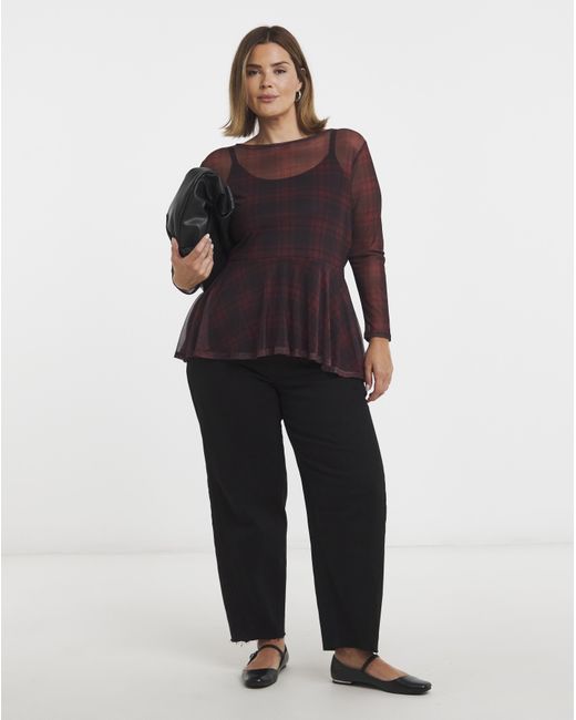 Simply Be Purple Peplum Mesh Top