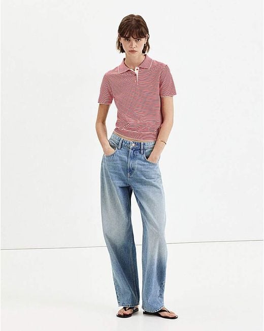 Mango Blue Knitted Polo-Neck Sweater