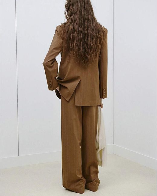 Mango Brown Striped Blazer