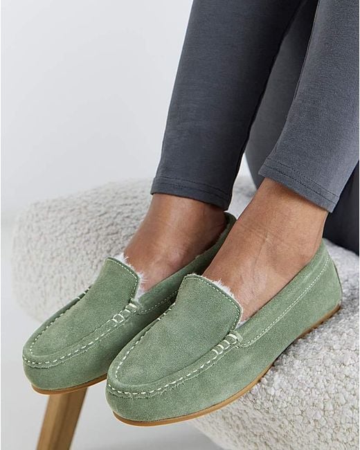 JD Williams Green Classic Moccasin Slipper Eee Fit
