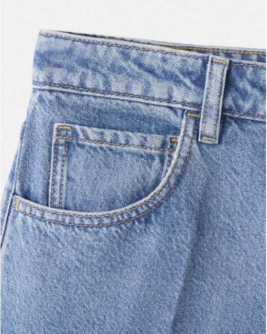Mango Blue High-Waist Straight-Fit Bermuda