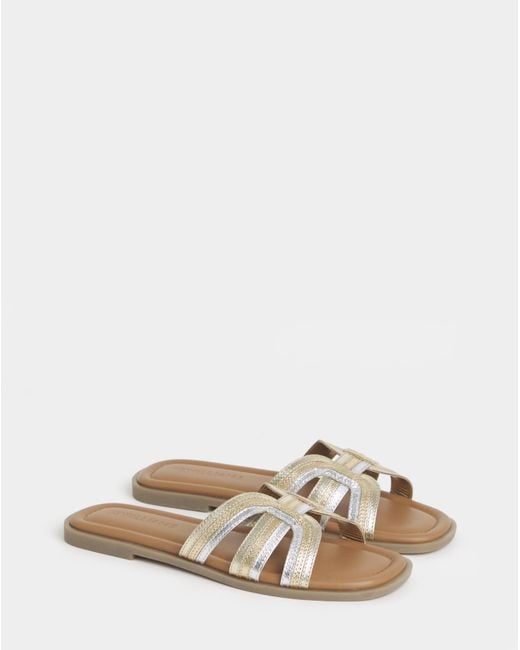 JD Williams Metallic Woven Mule Sandals Wide