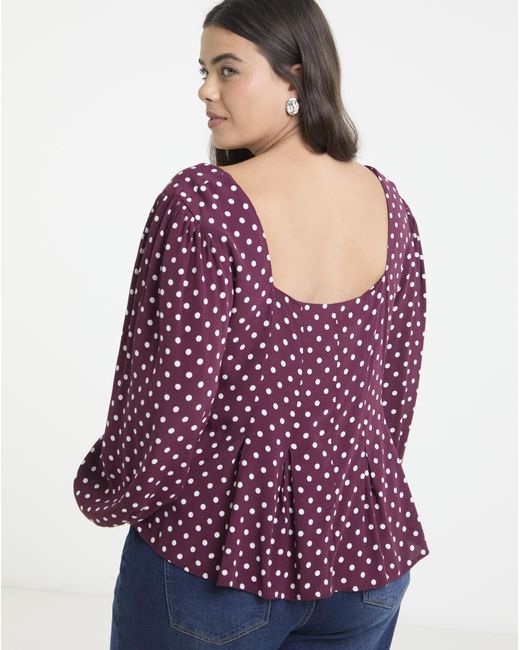 Simply Be Red Button Down Tea Blouse