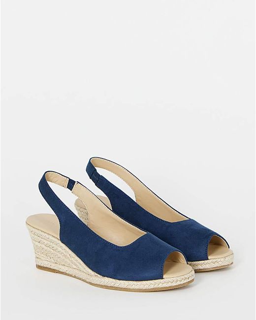 JD Williams Blue Peep Toe Espadrille Wedge Wide