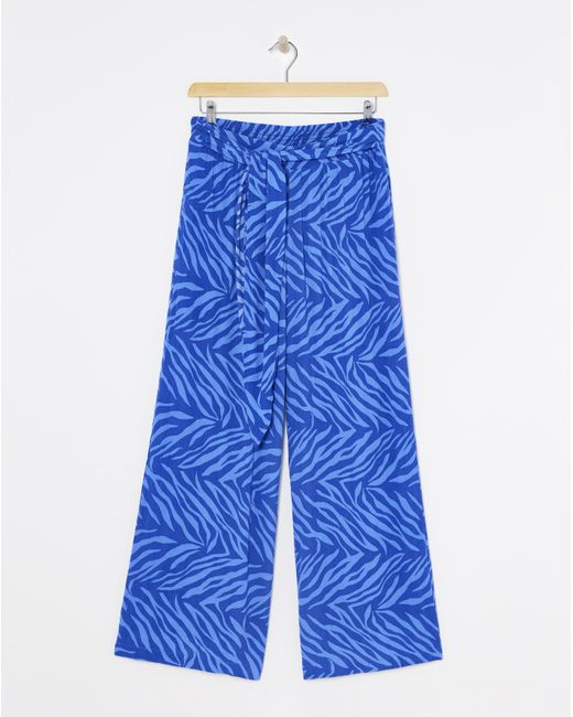 Simply Be Blue Crinkle Tie Waist Wide Leg Trouser