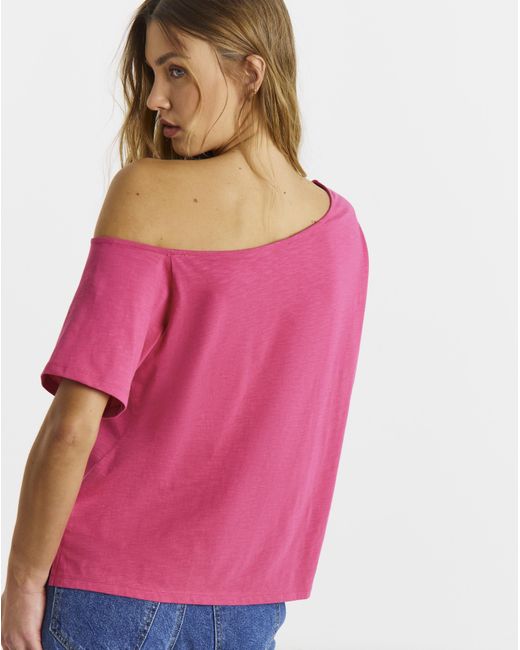 Simply Be Pink Slub Off The Shoulder Top