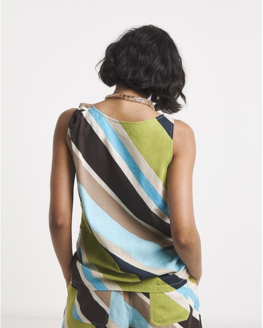 Simply Be Blue Twist Detail Linen Mix Vest Top