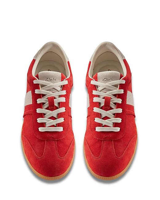 Clarks Red Stara Combi Suede Trainers
