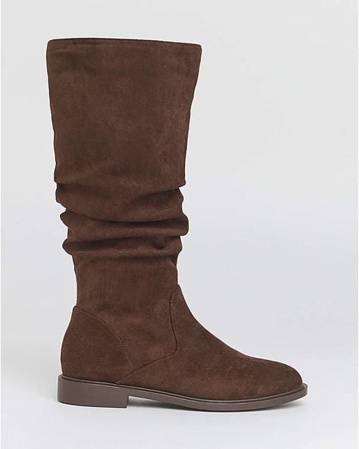 JD Williams Blue Knee High Ruched Boot Eee Std