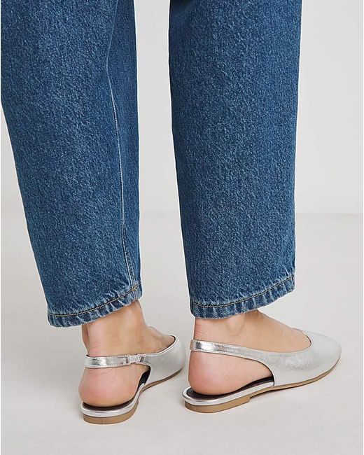 Simply Be Blue Square Toe Flat Slingback Ex Wide