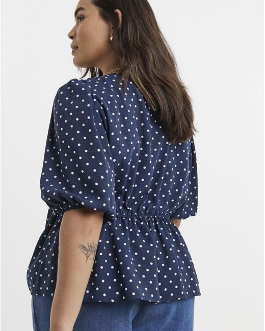 Simply Be Blue Button Through Peplum Blouse