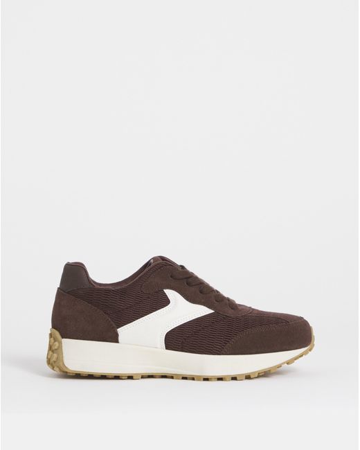 Simply Be Brown Retro Runner Trainer Wide Fit