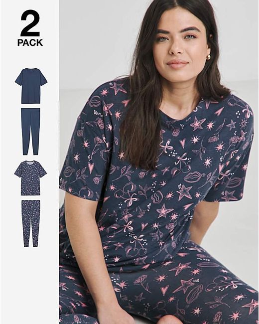Simply Be Blue Value 2 Pack Pj Set