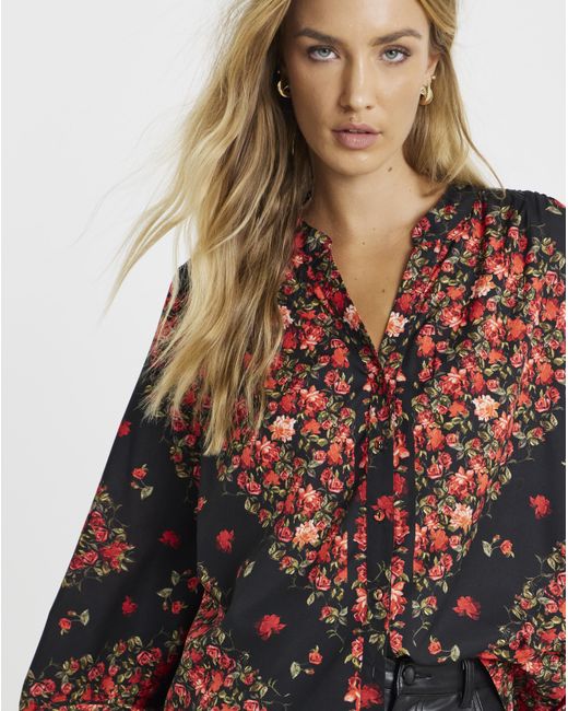 Hope & Ivy Red Eva Blouse