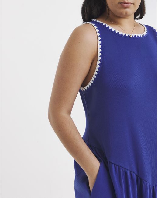 Simply Be Blue Jersey Mix Midi Dress With Whipstitch