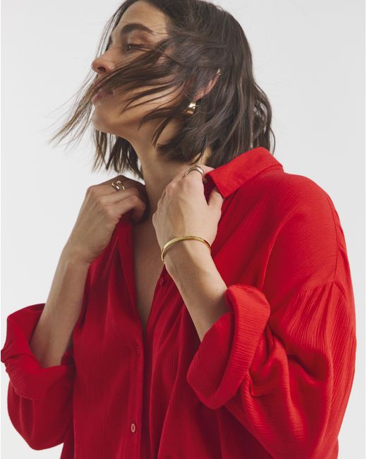 Simply Be Red Crinkle Shirt