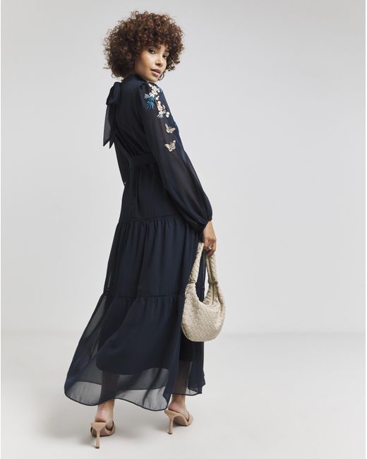 Hope & Ivy Blue Reine Midaxi Dress