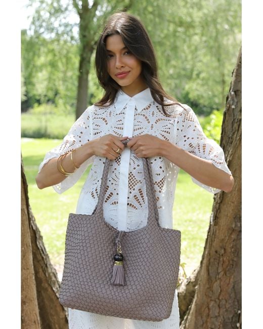 LUELLA GREY LONDON Brown Luella Saskia Large Woven Tote