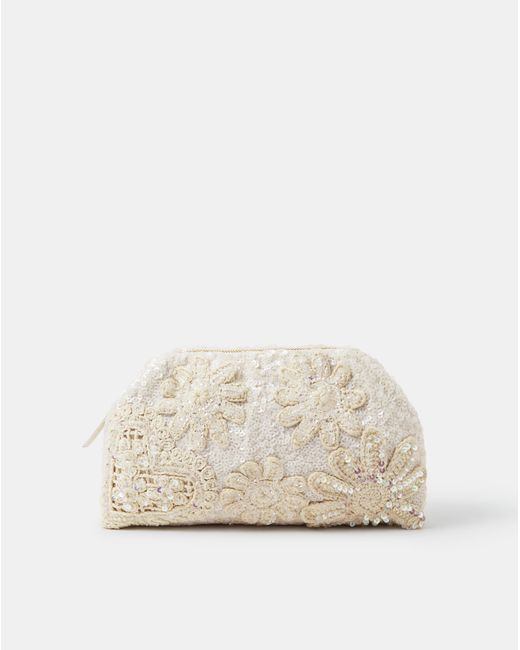 Accessorize Natural Macrame Sequin Clutch Bag